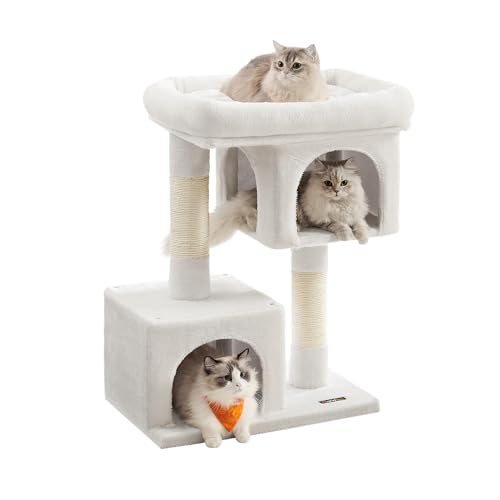 Feandrea Kratzbaum, 84 cm Katzenbaum, L, Katzenhaus für große Katzen bis zu 7 kg, große Plattform, 2 Katzenhöhlen, Sisalstämme, cremeweiß PCT061T01 Feandrea Kratzbaum, 84 cm Katzenbaum, L, Katzenhaus für große Katzen bis zu 7 kg, große Plattform, 2 Katzenhöhlen, Sisalstämme, cremeweiß PCT061T01 von Feandrea