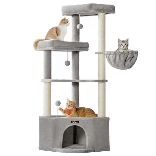 Feandrea Kratzbaum, Katzenbaum, 48,5 x 48,5 x 140,7 cm, Katzenkratzbaum mit großer Kuschelhöhle, großen Plattformen, Plüschbällen, Liegemulde, Taubengrau PCT009G01 Feandrea Kratzbaum, Katzenbaum, 48,5 x 48,5 x 140,7 cm, Katzenkratzbaum mit großer Kuschelhöhle, großen Plattformen, Plüschbällen, Liegemulde, Taubengrau PCT009G01 von Feandrea