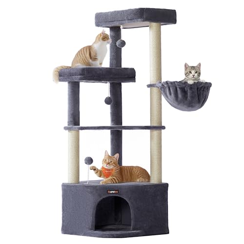 Feandrea Kratzbaum, Katzenbaum, 48,5 x 48,5 x 140,7 cm, Katzenkratzbaum mit großer Kuschelhöhle, großen Plattformen, Plüschbällen, Liegemulde, dukelgrau PCT009G02 Feandrea Kratzbaum, Katzenbaum, 48,5 x 48,5 x 140,7 cm, Katzenkratzbaum mit großer Kuschelhöhle, großen Plattformen, Plüschbällen, Liegemulde, dukelgrau PCT009G02 von Feandrea