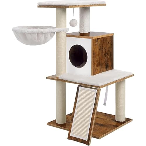 Feandrea Kratzbaum, Katzenbaum, Katzenhaus mit Katzenklo-Schrank, erhöhter Napfständer, Sisalstamm, waschbare Kissen, vintagebraun PCT312X01 Feandrea Kratzbaum, Katzenbaum, Katzenhaus mit Katzenklo-Schrank, erhöhter Napfständer, Sisalstamm, waschbare Kissen, vintagebraun PCT312X01 von Feandrea