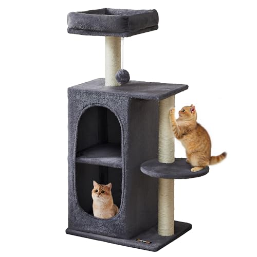Feandrea Kratzbaum, Katzenbaum mit 2 Höhlen, Kratzstämme, für Mehrkatzenhaushalte, Kätzchen, dunkelgrau PCT005G02 Feandrea Kratzbaum, Katzenbaum mit 2 Höhlen, Kratzstämme, für Mehrkatzenhaushalte, Kätzchen, dunkelgrau PCT005G02 von Feandrea