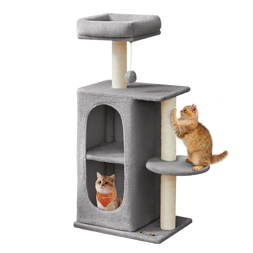 Feandrea Kratzbaum, Katzenbaum mit 2 Höhlen, Kratzstämme, für Mehrkatzenhaushalte, Kätzchen, hellgrau PCT005G01 Feandrea Kratzbaum, Katzenbaum mit 2 Höhlen, Kratzstämme, für Mehrkatzenhaushalte, Kätzchen, hellgrau PCT005G01 von Feandrea