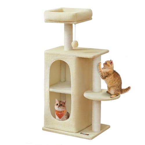 Feandrea Kratzbaum, Katzenbaum mit 2 Höhlen, Kratzstämme, für Mehrkatzenhaushalte, Kätzchen, sandbeige PCT005Y01 Feandrea Kratzbaum, Katzenbaum mit 2 Höhlen, Kratzstämme, für Mehrkatzenhaushalte, Kätzchen, sandbeige PCT005Y01 von Feandrea