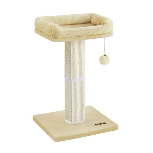Feandrea Kratzbaum, Katzenbaum mit 40 x 30 cm Plattform aus Plüsch, Kratzstamm, Katzenkratzbaum, 71 cm hoch, Kratzsäule mit geflochtenem Sisal, 45 x 40 cm Sockel, mit Plüschball, beige PCA022M01 Feandrea Kratzbaum, Katzenbaum mit 40 x 30 cm Plattform aus Plüsch, Kratzstamm, Katzenkratzbaum, 71 cm hoch, Kratzsäule mit geflochtenem Sisal, 45 x 40 cm Sockel, mit Plüschball, beige PCA022M01 von Feandrea