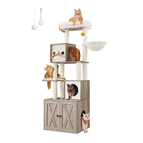 Feandrea Kratzbaum, Katzenbaum mit Katzenklo-Schrank, 180 cm hoch, Katzenkratzbaum, Kratzsäule, Plattform, waschbares Kissen, Greige PCT116G01 Feandrea Kratzbaum, Katzenbaum mit Katzenklo-Schrank, 180 cm hoch, Katzenkratzbaum, Kratzsäule, Plattform, waschbares Kissen, Greige PCT116G01 von Feandrea