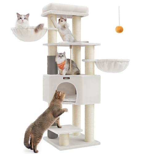 Feandrea Kratzbaum, mit selbstwärmenden Decken, für große Katze, Katzenbaum, 2 Katzenbürsten, 11,1 cm d Dicke Stämme, große Plattformen, Höhle, 50 x 50 x 160 cm, cremeweiß-beige PCT003W02 Feandrea Kratzbaum, mit selbstwärmenden Decken, für große Katze, Katzenbaum, 2 Katzenbürsten, 11,1 cm d Dicke Stämme, große Plattformen, Höhle, 50 x 50 x 160 cm, cremeweiß-beige PCT003W02 von Feandrea