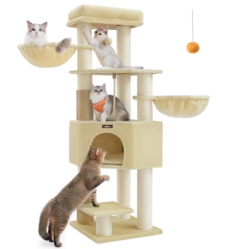Feandrea Kratzbaum, mit selbstwärmenden Decken, für große Katze, Katzenbaum, 2 Katzenbürsten, 11,1 cm d Dicke Stämme, große Plattformen, Höhle, 50 x 50 x 160 cm, sandbeige-beige PCT003Y01 Feandrea Kratzbaum, mit selbstwärmenden Decken, für große Katze, Katzenbaum, 2 Katzenbürsten, 11,1 cm d Dicke Stämme, große Plattformen, Höhle, 50 x 50 x 160 cm, sandbeige-beige PCT003Y01 von Feandrea