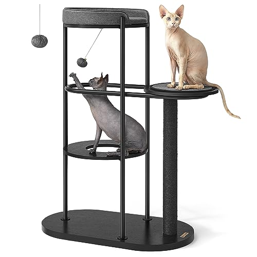 Feandrea Kratzbaum, modern, Katzenbaum, Metallrohre, mit Kissen und Plattform, Sisalstamm, Katzenspielball, 80 x 43 x 111 cm, für kleine, große, alte Katze, klassikschwarz PCT117B01 Feandrea Kratzbaum, modern, Katzenbaum, Metallrohre, mit Kissen und Plattform, Sisalstamm, Katzenspielball, 80 x 43 x 111 cm, für kleine, große, alte Katze, klassikschwarz PCT117B01 von Feandrea