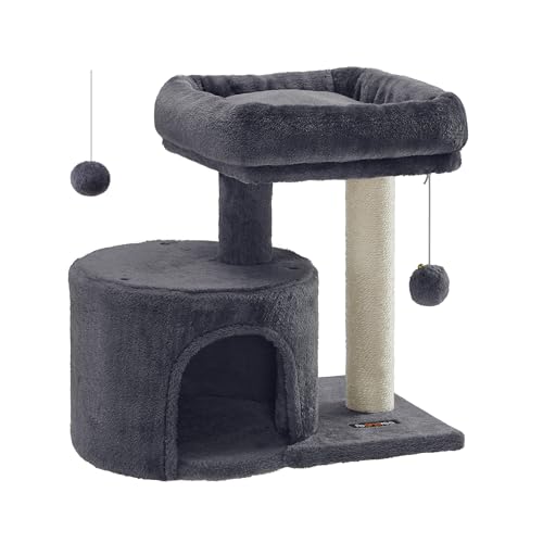 Feandrea Kratzbaum klein, Katzenbaum mit Sisalstamm, Katzenkratzbaum mit gepolsterter Plattforme, für Kätzchen, rauchgrau PCT50G von Feandrea