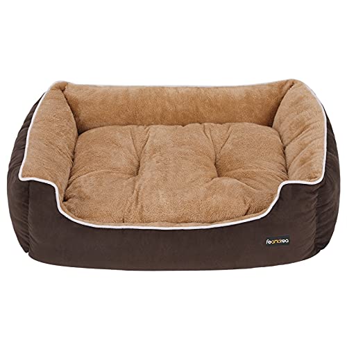 Feandrea Luxus Hundebett, weiches Hundekorb, L, mit abnehmbarem Kissen, 90 x 25 x 75 cm, braun und beige PGW06YC von Feandrea