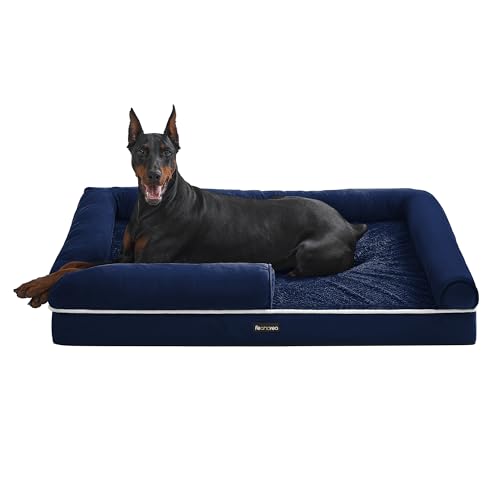 Feandrea Orthopädisches Hundebett, Hundekissen, Hundekorb, weiche Polsterung, Hundesofa, erhöhte Ränder, Bezug abnehmbar und waschbar, 120 x 85 x 20 cm, rutschfeste Unterseite, anthrazitblau PGW078Q01 Feandrea Orthopädisches Hundebett, Hundekissen, Hundekorb, weiche Polsterung, Hundesofa, erhöhte Ränder, Bezug abnehmbar und waschbar, 120 x 85 x 20 cm, rutschfeste Unterseite, anthrazitblau PGW078Q01 von Feandrea