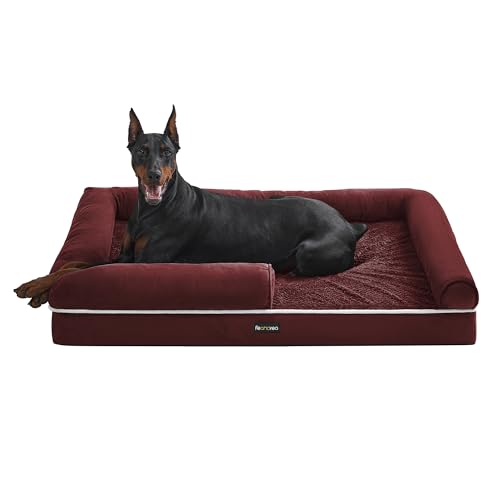 Feandrea Orthopädisches Hundebett, Hundekissen, Hundekorb, weiche Polsterung, Hundesofa, erhöhte Ränder, Bezug abnehmbar und waschbar, 120 x 85 x 20 cm, rutschfeste Unterseite, beerenrot PGW078R01 Feandrea Orthopädisches Hundebett, Hundekissen, Hundekorb, weiche Polsterung, Hundesofa, erhöhte Ränder, Bezug abnehmbar und waschbar, 120 x 85 x 20 cm, rutschfeste Unterseite, beerenrot PGW078R01 von Feandrea