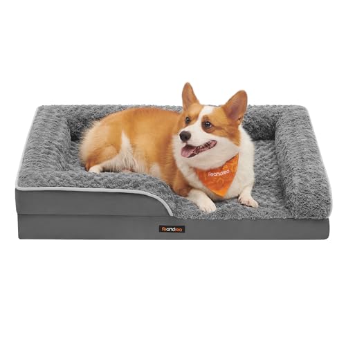 Feandrea Orthopädisches Hundebett für mittelgroße Hunde, wasserdichtes Hundesofa mit abnehmbarem Plüsch-Bezug, 91 x 68 x 16 cm, schiefergrau PGW252G02 Feandrea Orthopädisches Hundebett für mittelgroße Hunde, wasserdichtes Hundesofa mit abnehmbarem Plüsch-Bezug, 91 x 68 x 16 cm, schiefergrau PGW252G02 von Feandrea