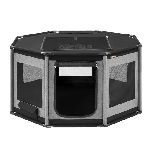 Feandrea Welpenauslauf Oxford-Gewebe, Welpenlaufstall achteckig, Hundekäfig L, 112 x 112 x 62 cm, Rahmen aus PVC-Rohren, atmungsaktives Netz, mit Seitentasche, schiefergrau-tintenschwarz PDC003B01 Feandrea Welpenauslauf Oxford-Gewebe, Welpenlaufstall achteckig, Hundekäfig L, 112 x 112 x 62 cm, Rahmen aus PVC-Rohren, atmungsaktives Netz, mit Seitentasche, schiefergrau-tintenschwarz PDC003B01 von Feandrea