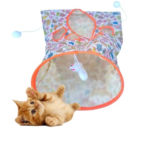 2024 Neue Katzentunneltasche Faltbare Interaktive Katze Drill Bag Katzentunnel Taschen für Indoor Katzen Interaktion Nagen Spielen und Katzenspielen (D) von Feaolala