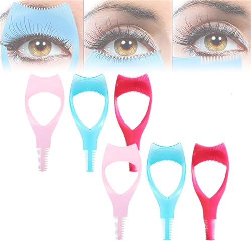 3 in 1 Wimpern Werkzeuge Shield Applikator Guard Wimpern für Make-up Klar Kunststoff Wimpern Karte Pinsel Lockenwickler Guide Applikator Kamm Werkzeug Zufällige Farbe Kostengünstig Langlebig (6 Stück) von Feaolala