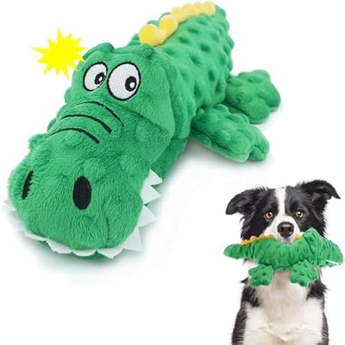 Feaolala Dog Companion 2024 Hundespielzeug Krokodil Plüschspielzeug Quietschende Hundespielzeuge Knitterpapier Gefüllte Hundespielzeug für Kleine Mittel Hunde (Grün) von Feaolala