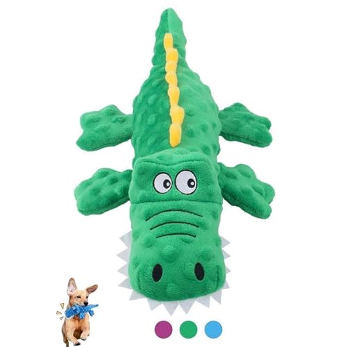 Feaolala Dog Companion – 2024 Unzerstörbares, robustes Krokodil-Hundespielzeug für schwere Kauer, unzerbrechlich, gefülltes Plüsch-Hundespielzeug, interaktives Hundespielzeug gegen Langeweile (grün) von Feaolala
