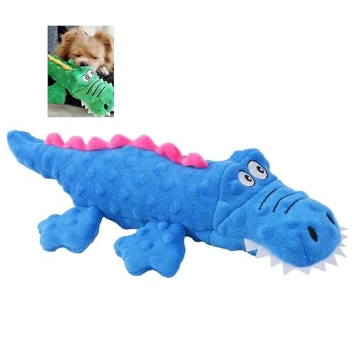 Feaolala Dog Companion – 2024 Unzerstörbares, robustes Krokodil-Hundespielzeug für schwere Kauer, unzerbrechlich, gefülltes Plüsch-Hundespielzeug, interaktives Hundespielzeug gegen Langeweile (blau) von Feaolala
