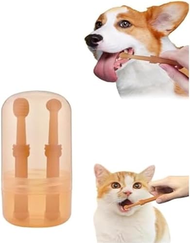 Feaolala Hundezahnbürste Flexi Bürste mit Zungenschaber 360 Silikon Katze Zahnbürste Silikon Zahnbürste Weich und Langlebig für Katzen Zungenreiniger für Haustier (1 Pcs) von Feaolala