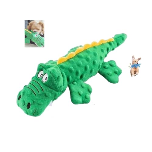 Feaolala Krokodile Hundespielzeug für schwere Kauer, weiches Plüsch, Stofftiere für kleine große Hunde, Katze, langlebig und niedlich, interaktives Quietschspielzeug, Geschenk für Haustiere (Grün) von Feaolala