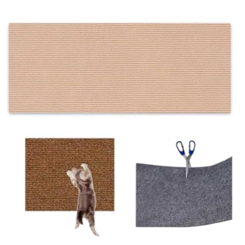 Kratzmatte für Kletterkatzen, zum Selbermachen, zuschneidbar, selbstklebend, Wandmontage, Katzenkratzer, Katzenmöbelschutz für Couch, Sofa, Teppich, Haustierbedarf (30 x 100 cm, Khaki) von Feaolala