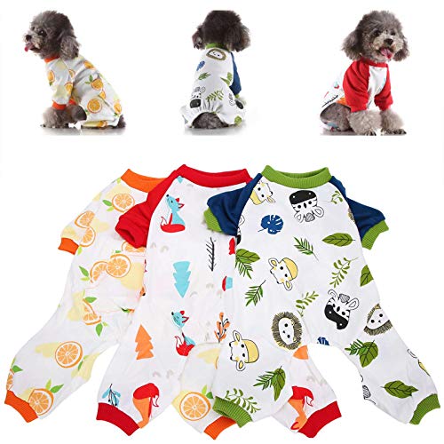 Baumwoll-Cartoon-süßer Haustier-Pyjama, Hundekleidung, Overalls für den täglichen Reiseurlaub, 3 Stück (M) von Febuliy