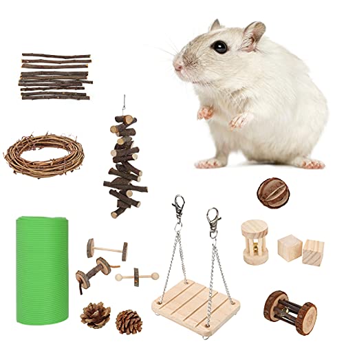 Febuliy 15 Stück Hamster-Spielzeug, unkünstliches Holz-Versteck, Bewegungs-Molaren-Spielzeug, Chinchillas, Meerschweinchen, Kaninchen Febuliy 15 Stück Hamster-Spielzeug, unkünstliches Holz-Versteck, Bewegungs-Molaren-Spielzeug, Chinchillas, Meerschweinchen, Kaninchen von Febuliy