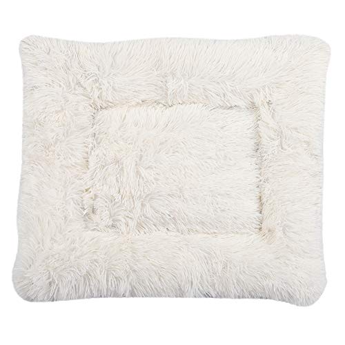 Febuliy 2 in 1 Plüsch Katzenbett Haus Faltbare Haustierbettmatte Weich warm Schlafsack Tierversorgung Weiß 23.6 x 19,7 x 2in von Febuliy