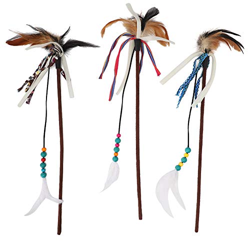 Febuliy 3pcs Set Cat Stick Interaktives Federspielzeug lustiges Federspielzeug für Katzen Tease Stick Pet Training Tool Febuliy 3pcs Set Cat Stick Interaktives Federspielzeug lustiges Federspielzeug für Katzen Tease Stick Pet Training Tool von Febuliy