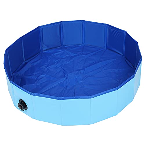 Febuliy Faltbarer Haustierpool, tragbare, zusammenklappbare Hundebadewanne für den Innen- und Außenbereich für Welpen und Katzen (80x30cm) von Febuliy