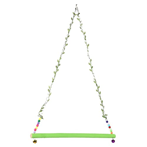 Großes Haustier Swing Green Hanges Holzspielzeug für Hühnchenpapageien mit künstlichem Blatt Spielen von Febuliy