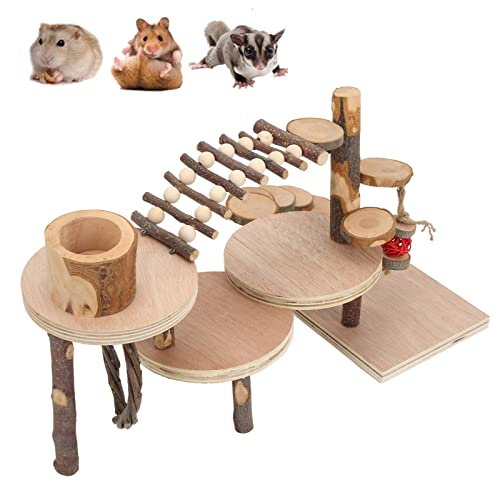 Febuliy Hamster-Kletterleiter, Spielplatz, Holzhaus, Spielzeug mit Futternapf für kleine Haustiere Febuliy Hamster-Kletterleiter, Spielplatz, Holzhaus, Spielzeug mit Futternapf für kleine Haustiere von Febuliy