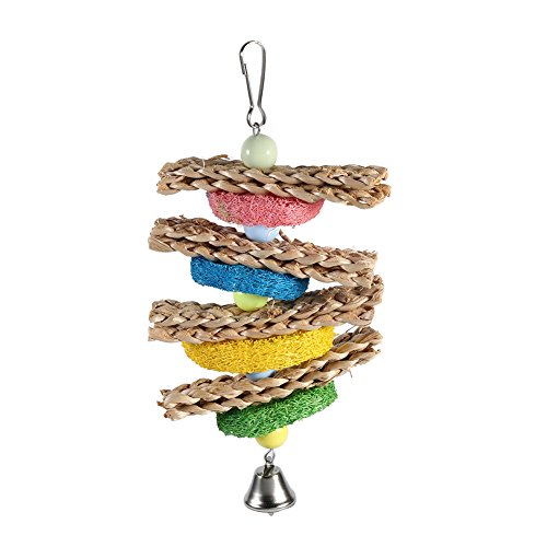 Febuliy Handtuchspapagei Kautspielzeug mit Glocke für Vögel, gesundes Spielen und Klettern, kleine Größe passt zu den meisten Käfigen von Febuliy