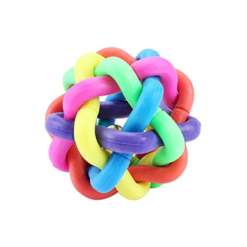 Febuliy Haustierhund Welpe Zahne Kaut Spielzeugball Bunte Glocke mittelgroße Größe geeignet zum Spielen von Hundekatze Febuliy Haustierhund Welpe Zahne Kaut Spielzeugball Bunte Glocke mittelgroße Größe geeignet zum Spielen von Hundekatze von Febuliy