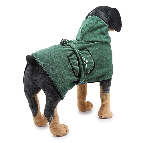 Febuliy Hunde-Bademantel, Handtuch, super saugfähig, verstellbar, Haustier-Trocknungsmantel für drinnen und draußen (XL) von Febuliy