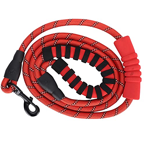 Febuliy Hunde -Leine reflektierende Nylon -Traktionsseil Langlebig Ziehgurt Haustier Accessoire 177 cm für Gehen im Freien (Rot) von Febuliy