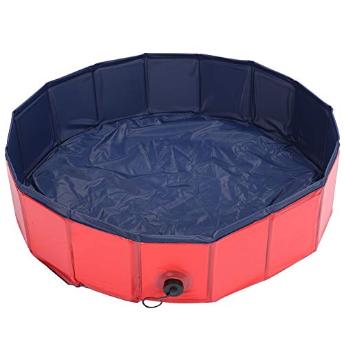 Febuliy Hundebadewanne, Hundewannen zum Baden, Faltbare Haustier-Badewanne, tragbares Duschbecken, Badezimmer-Reinigungsbadewanne, Hunde, Katzen, PVC-Verbundstoff, rot, großer Raum, (M) von Febuliy