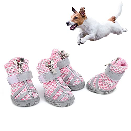 Hundeschuhe, leichte, atmungsaktive, rutschfeste Outdoor-Stiefel für kleine, mittelgroße und große Hunde (4 Size) von Febuliy