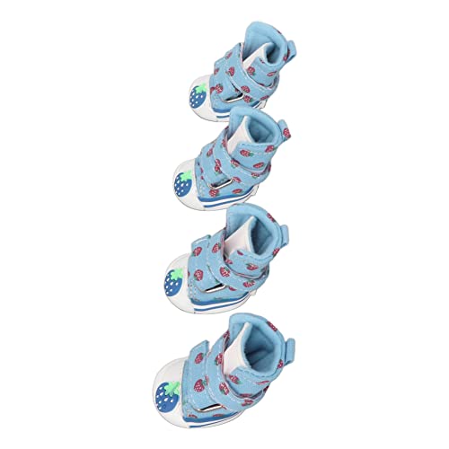 Febuliy Kleine Hundeschuhe, weiche, atmungsaktive, rutschfeste Segeltuch-Welpenstiefel, blau, für Bichon Teddy (Typ 5 (8,3 x 8,3 x 3,5 Zoll)) von Febuliy