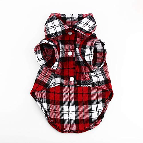 Kleiner Haustierhundkar Plaid T -Shirt Revers Coat Cat Jacke Kleidung Kostüm rot zum Spielen und Training von Febuliy