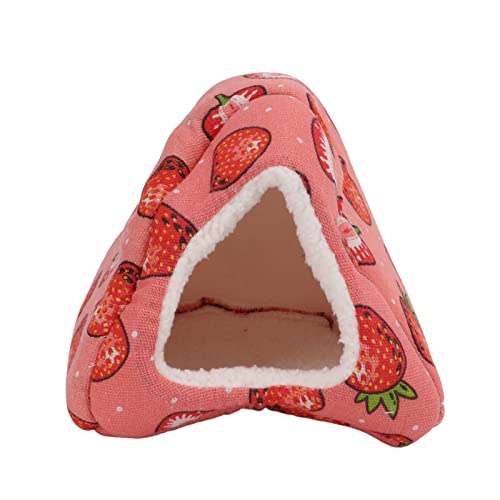 Febuliy Kleines Tier-Baumwollnest, Winddicht und warm, kleines Haustierbett, Erdbeere, für Hamster, Meerschweinchen (Große Größe) von Febuliy