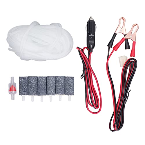 Febuliy Luftpumpenzubehörluftschlauchprüfventil Blasenstein Batterieklemme Kabel Set Kit für Aquarium Hydrokroponik Fischfarmen (MPQ-903) von Febuliy