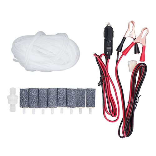 Febuliy Luftpumpenzubehörluftschlauchprüfventil Blasenstein Batterieklemme Kabel Set Kit für Aquarium Hydrokroponik Fischfarmen (MPQ-904) von Febuliy