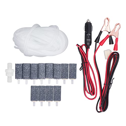Febuliy Luftpumpenzubehörluftschlauchprüfventil Blasenstein Batterieklemme Kabel Set Kit für Aquarium Hydrokroponik Fischfarmen (MPQ-906) von Febuliy