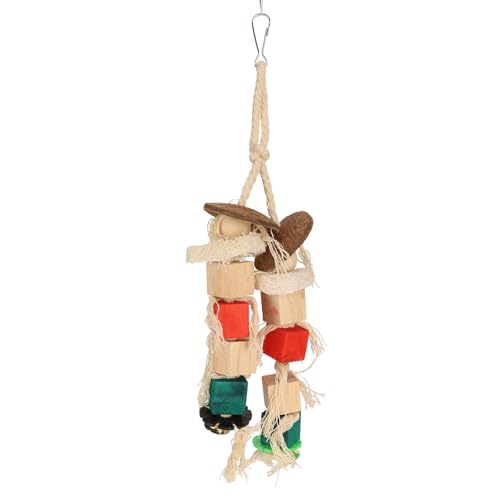 Febuliy Papagei Kauschnur Knirschen Schnabel Zähne Papagei Käfig Beißen Spielzeug Vögel Spielen Angst Relief Log Kokosnussschale Luffa Baumwolle Seil Kunststoff (L 23,6 x 13 x 2,8 Zoll) von Febuliy
