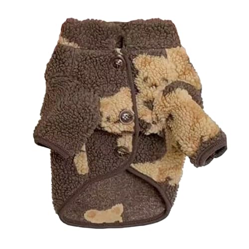 Haustier-Plüsch-Kleidung, warm, bequem, niedliches Muster, für Hunde und Katzen, für Zuhause, Reisen (S) von Febuliy