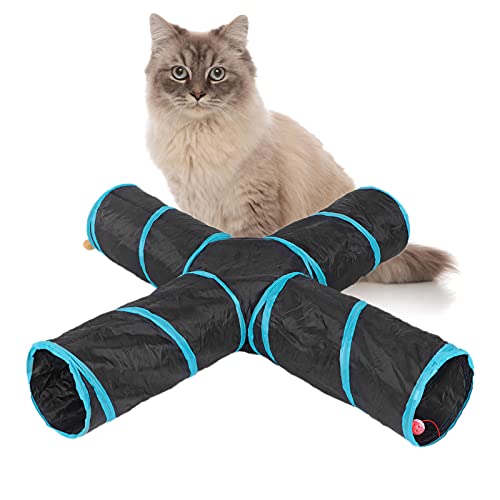 Haustier-Spieltunnel, faltbar, 4-Wege-Katzenröhre mit Aufbewahrungstasche, für Hunde, Kaninchen, Katzen, für den Innen- und Außenbereich Haustier-Spieltunnel, faltbar, 4-Wege-Katzenröhre mit Aufbewahrungstasche, für Hunde, Kaninchen, Katzen, für den Innen- und Außenbereich von Febuliy