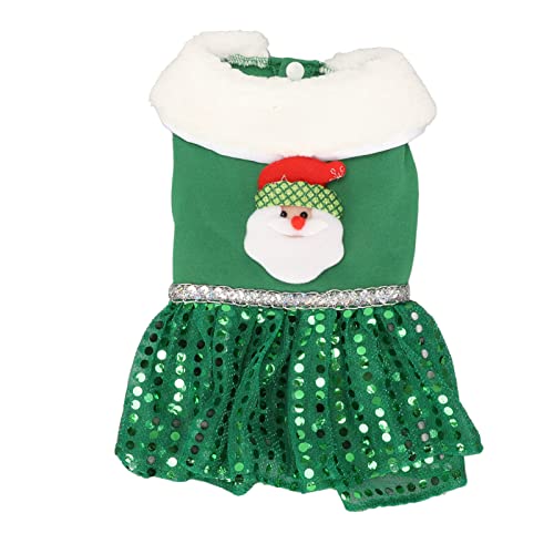 Haustier-Weihnachtskleid, weich, atmungsaktiv, warm, modische Hundekleidung, Grün, für kleine und mittelgroße Hunde (M) von Febuliy