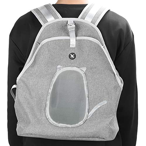 Haustierträger-Rucksack, atmungsaktive Hunde-Fronttasche, Verstellbarer Riemen, Katzen-Reise-Sicherheitstasche (Light Gray) von Febuliy